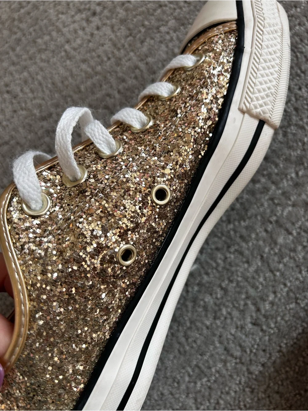 Chunky Gold Glitter Lowtop Converse - Picture 8 of 8